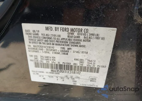 2020 Ford Ecosport Se from USA, damaged, VIN MAJ3S2GE1LC318142